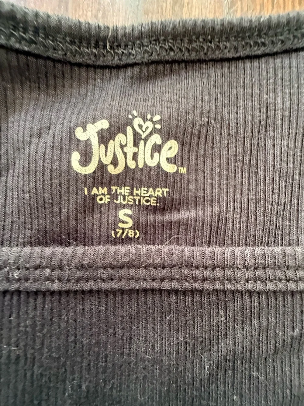 Justice Black Short Sleeve Square Neck Tee girls size 7/8